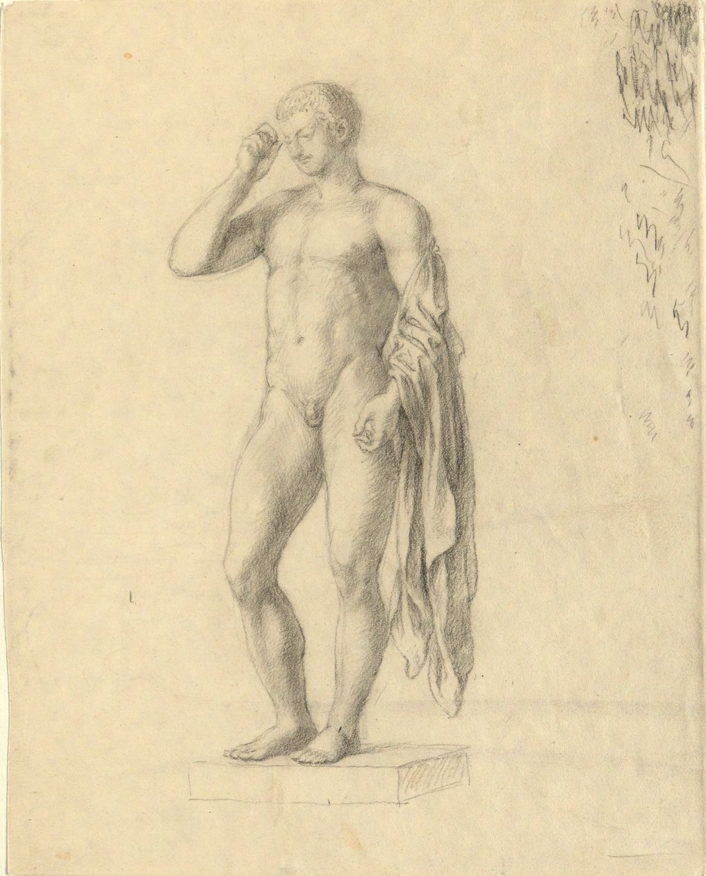 Naken mansfigur (klassisk) som visar vänster (?) sida av John Trumbull