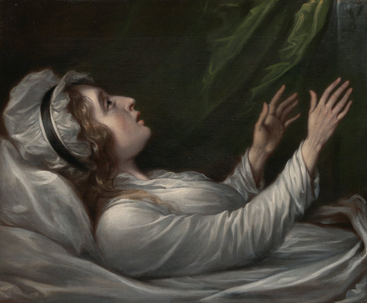 Sarah Trumbull på sin dödsbädd av John Trumbull