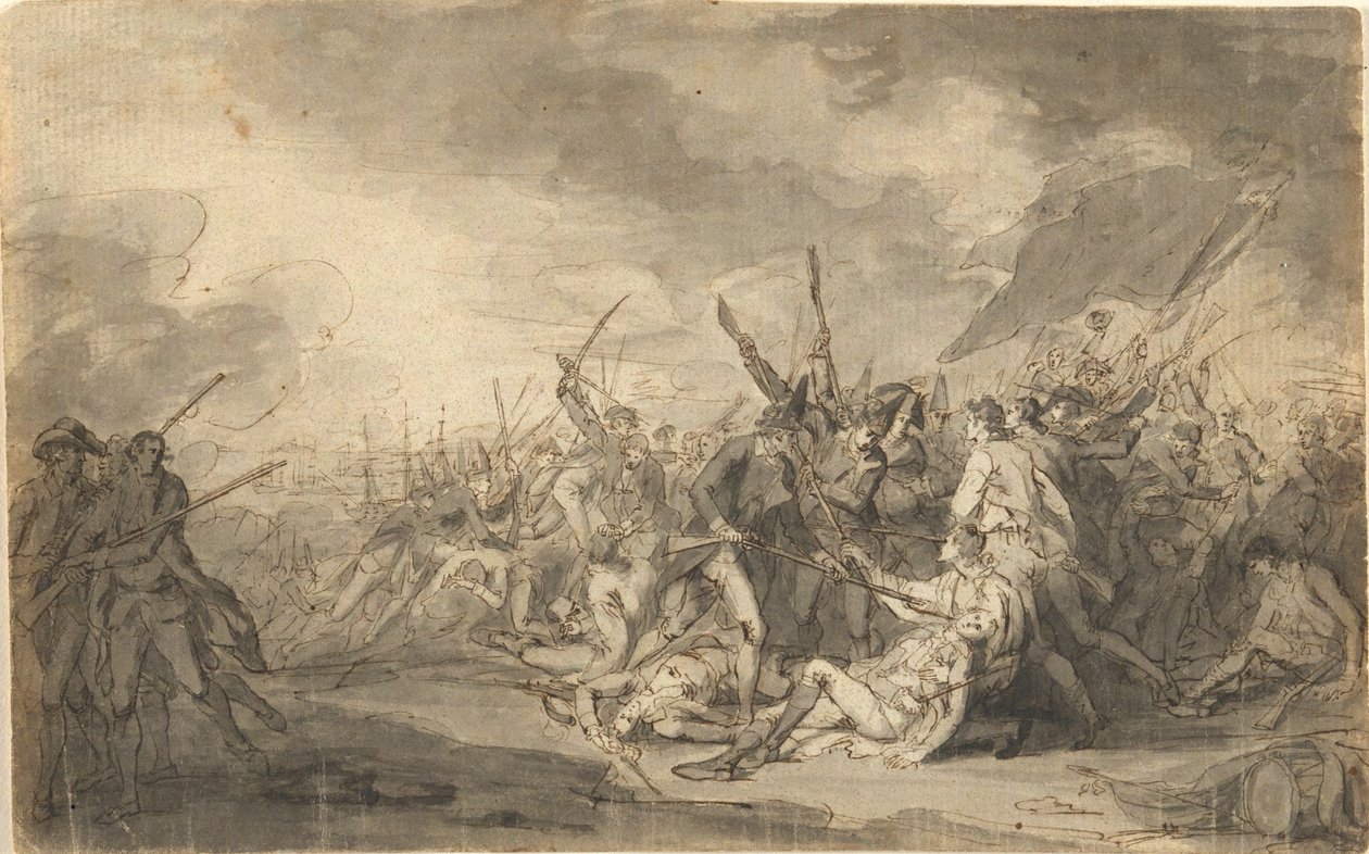 Studie för The Death of General Warren i slaget vid Bunker av John Trumbull