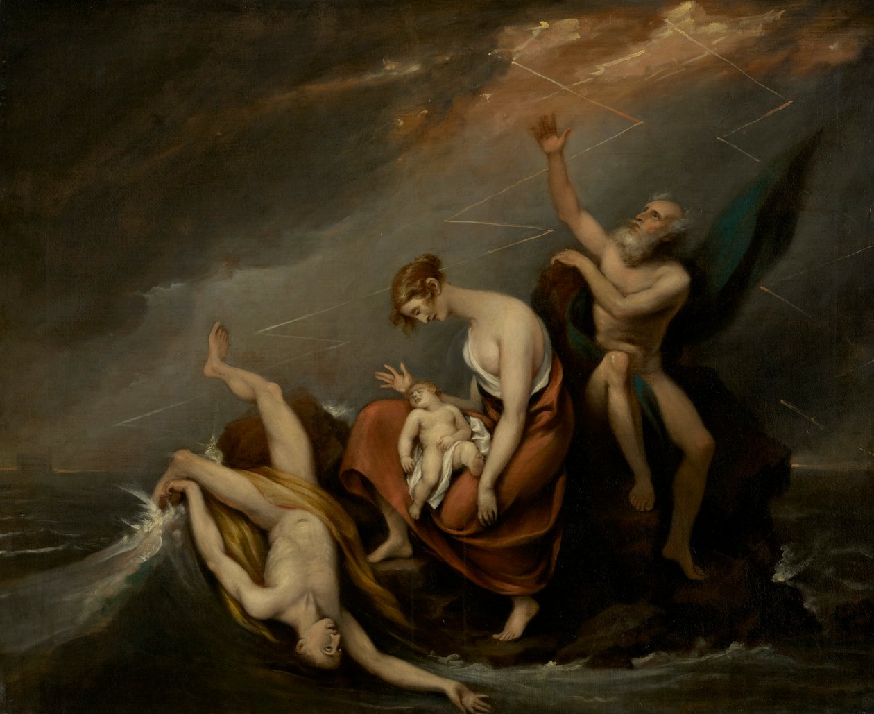 Den sista familjen som omkom i syndafloden (1 Mosebok 7:4-24) av John Trumbull