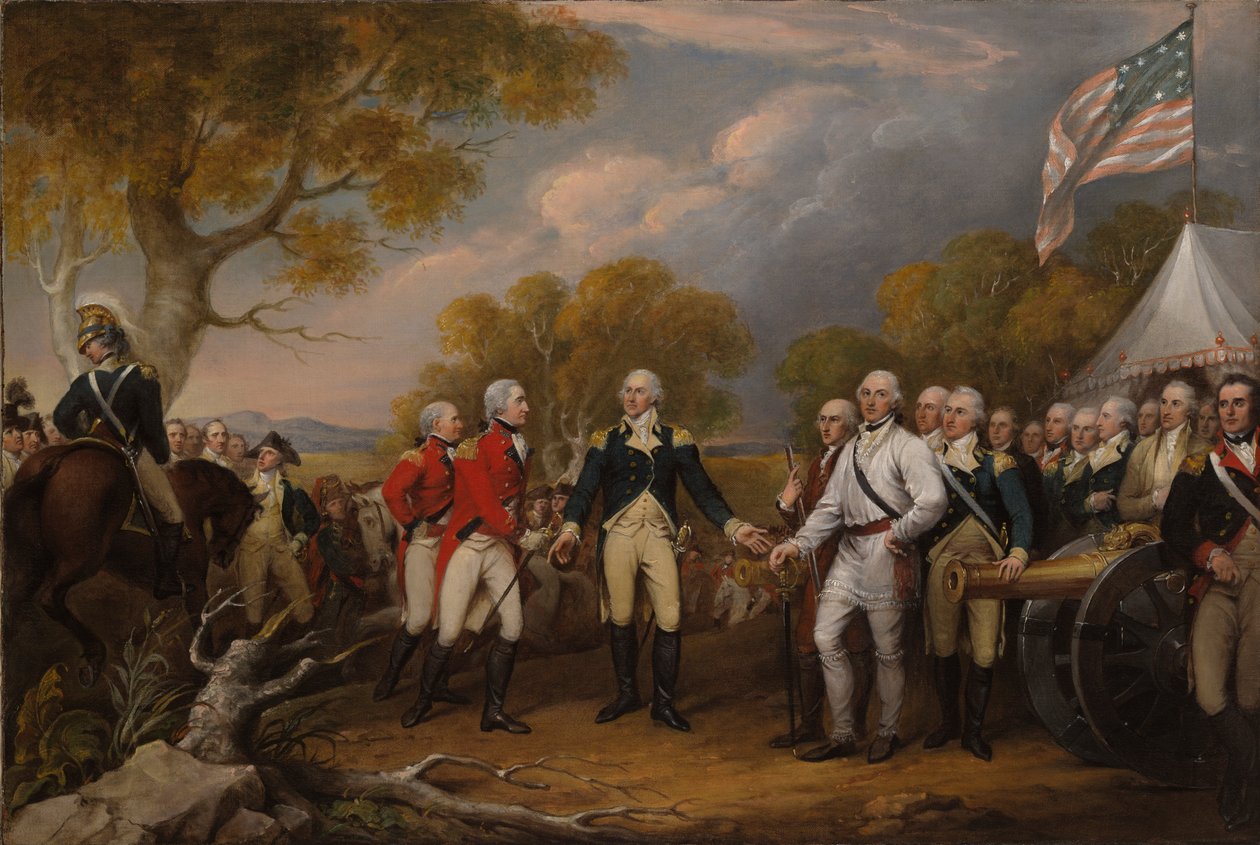 General Burgoynes kapitulation i Saratoga den 16 oktober 1777 av John Trumbull