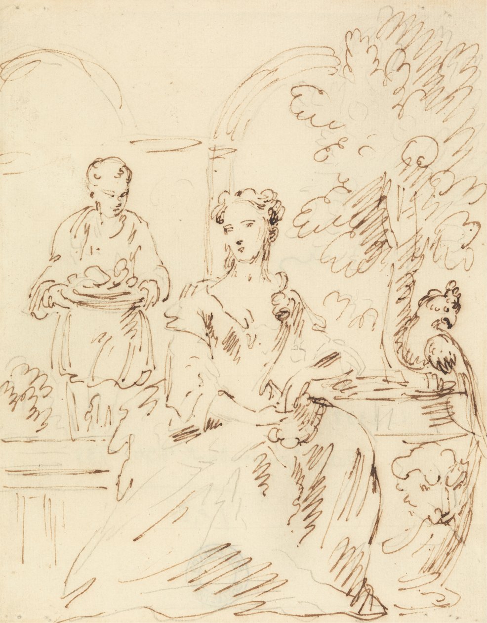 Lady och kakadua av John Vanderbank