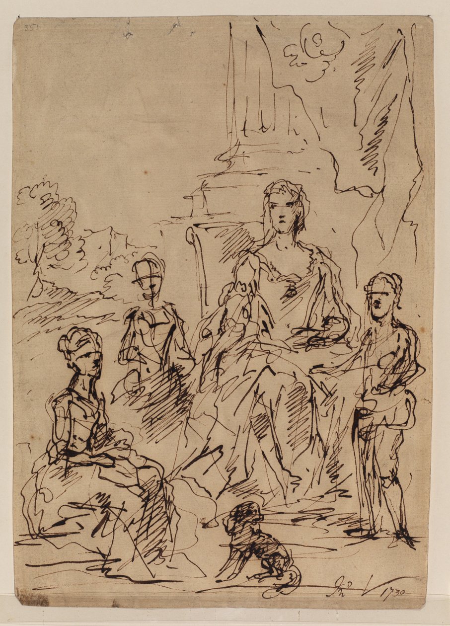 Skiss för en familjeporträttgrupp, 1730 av John Vanderbank