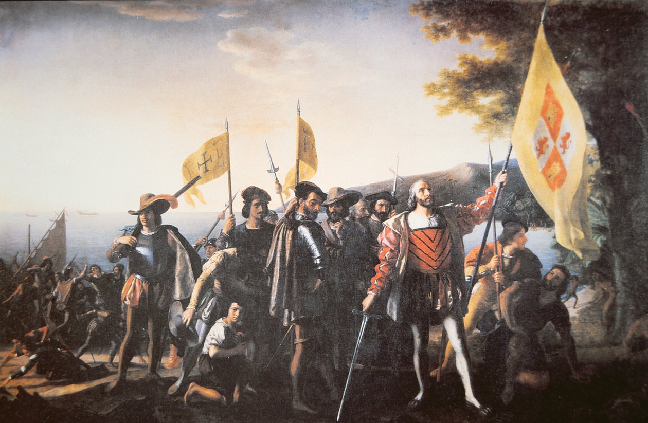 Landningen av Columbus i Amerika 1492 (olja på duk) av John Vanderlyn