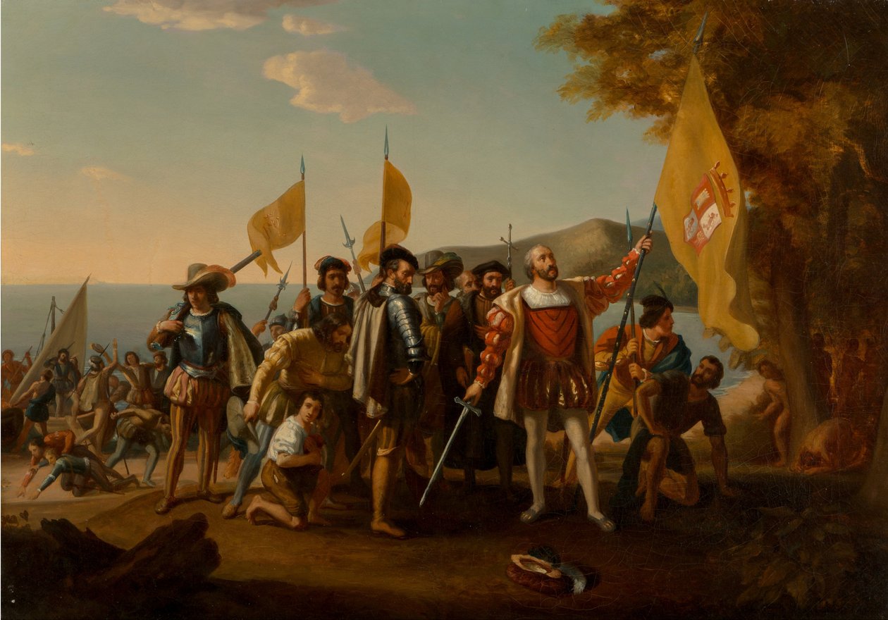 The Landing of Columbus, andra hälften av 1800-talet.. av John Vanderlyn after