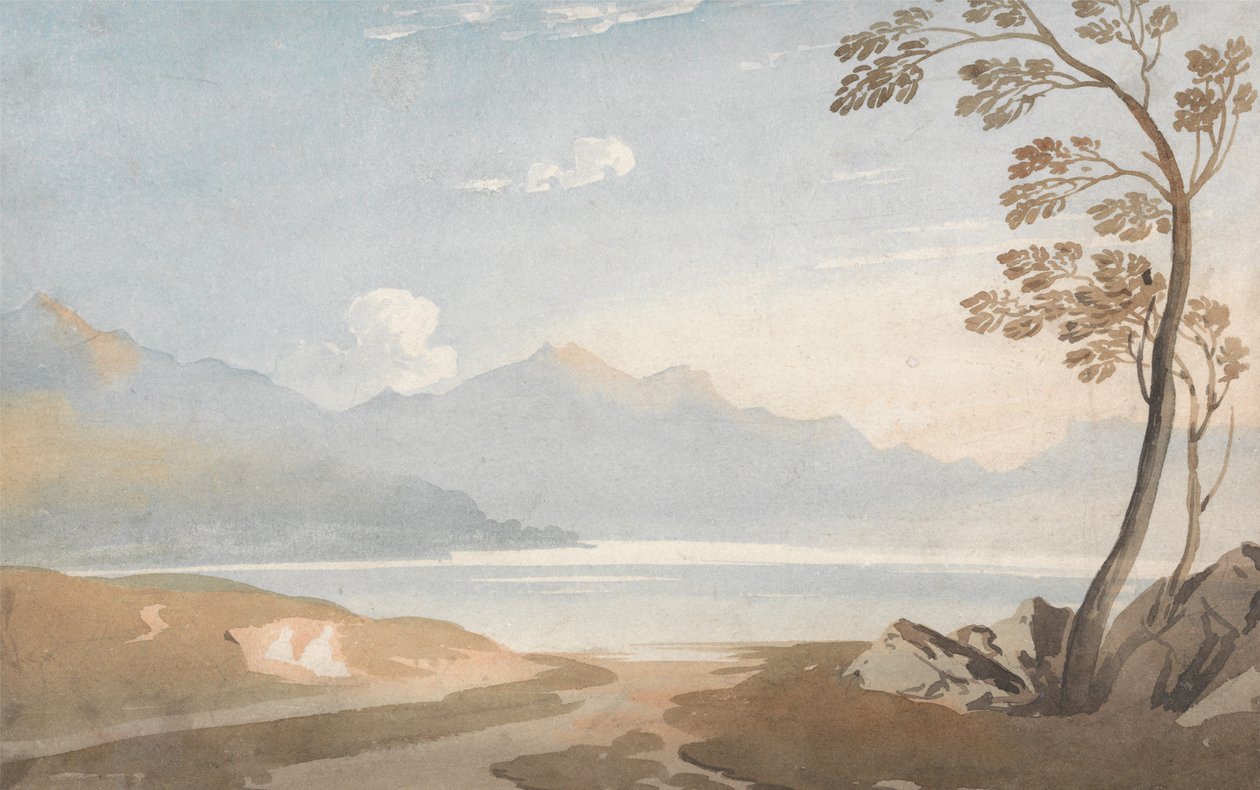 Ett walesiskt landskap, en undermålning av John Varley