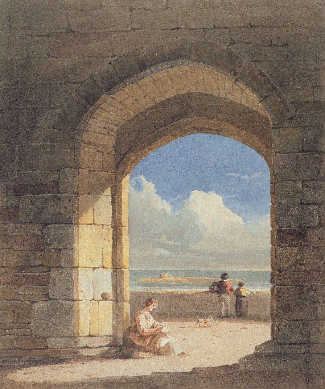 An Arch at Holy Island, Northumberland, 1809 (grafit och wc på papper) av John Varley