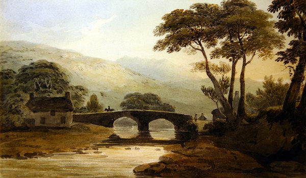 Beddgelert Bridge (akvarell på papper) av John Varley