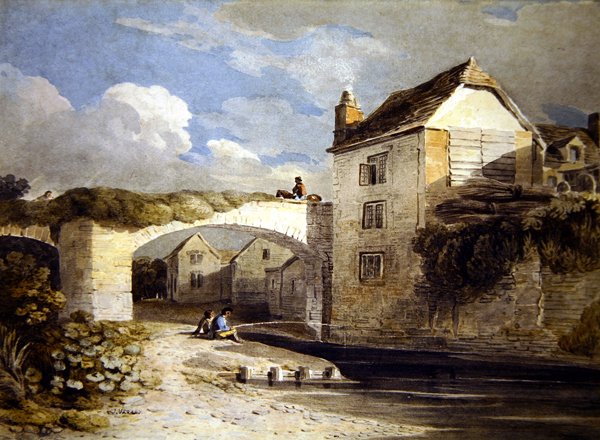 Boys Fishing (akvarell på papper) av John Varley
