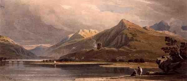 Dolbadarn Castle, North Wales (akvarell på papper) av John Varley