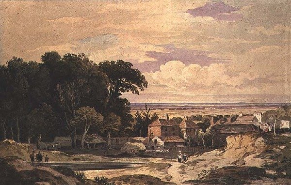 Frognal, Hampstead, ca 1825 (akvarell) av John Varley