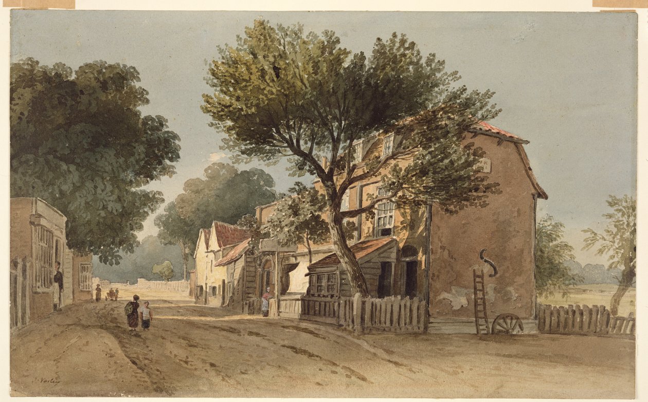 Leyton, Essex, ca 1800 (akvarell på papper) av John Varley