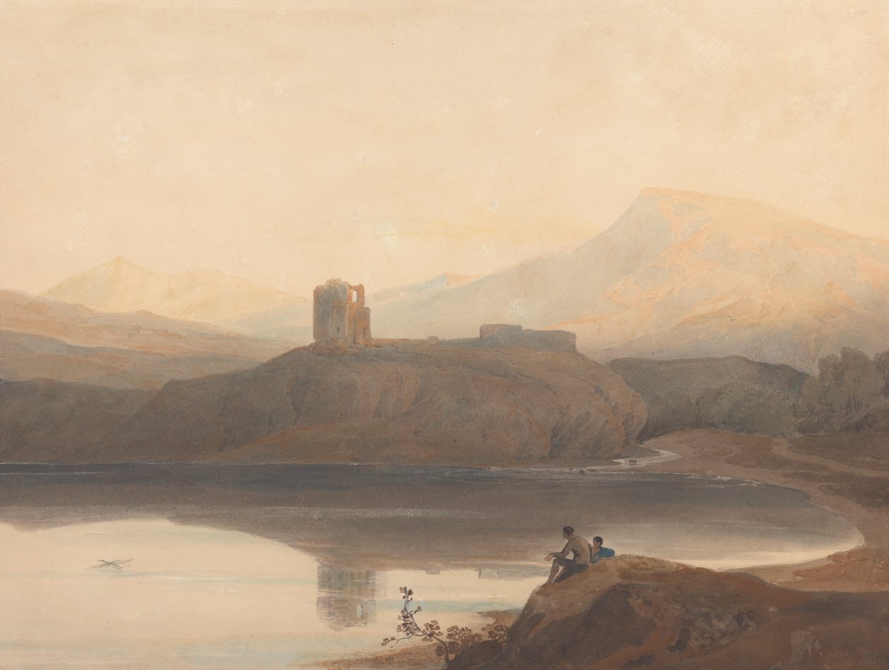 Llanberis Lake, med Dolbadern Castle av John Varley