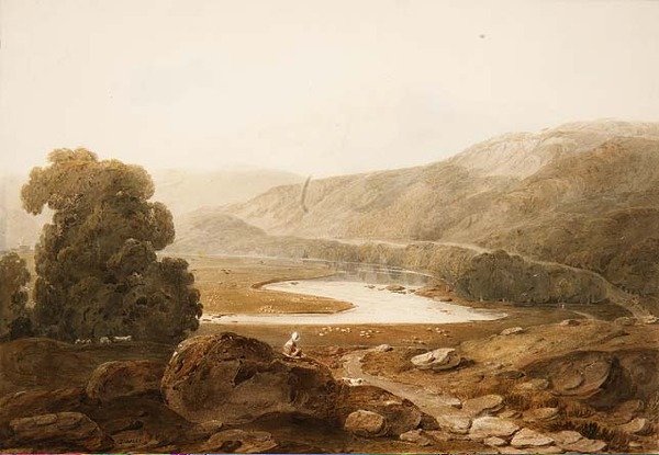No.1607 Vale of the River Mawddach, Wales, ca 1805 (akvarell & svart krita på papper) av John Varley