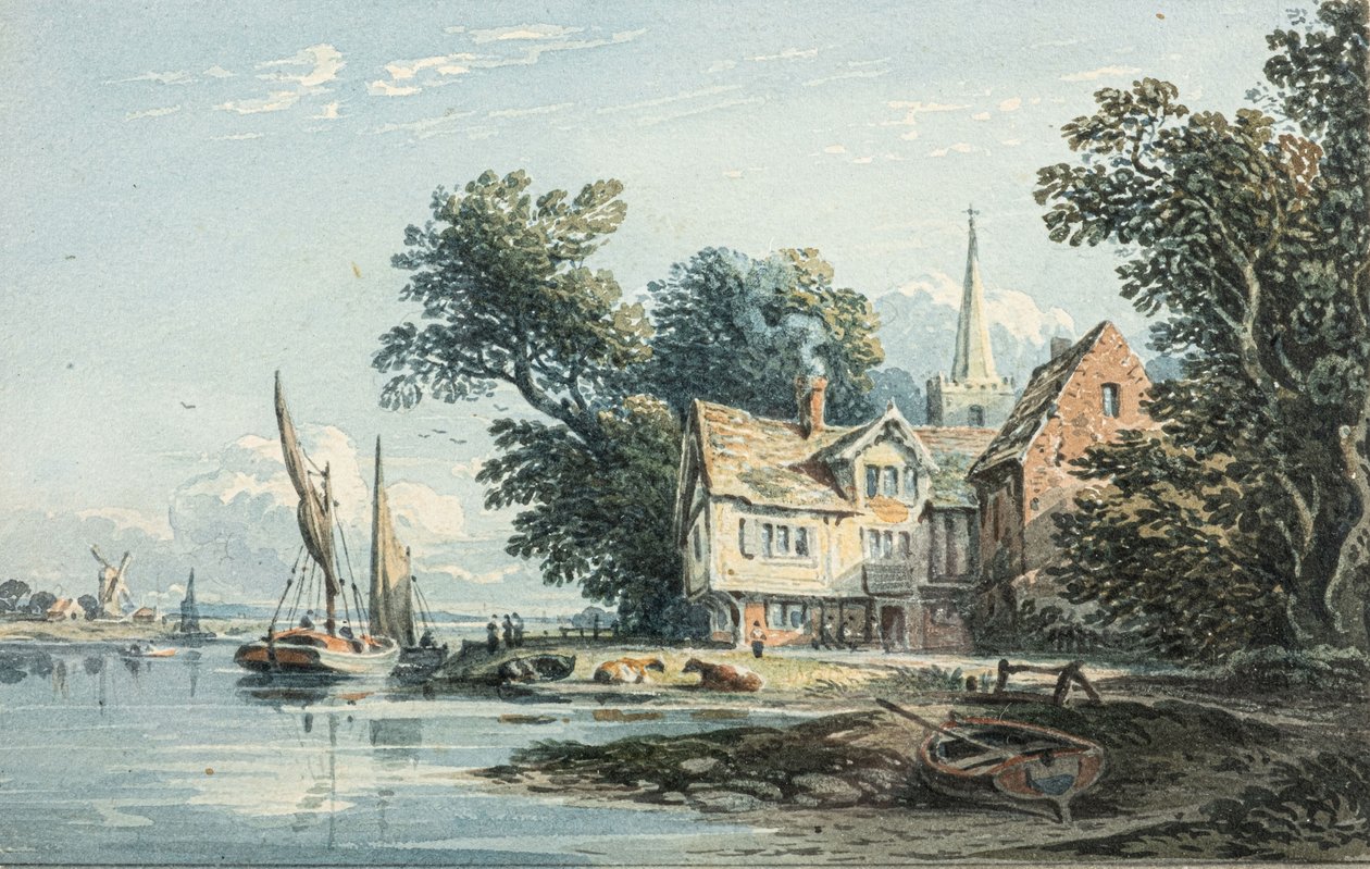 På Themsen nära Chiswick (akvarell) av John Varley