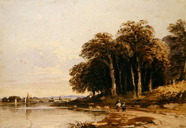 Flodlandskap (akvarell) av John Varley