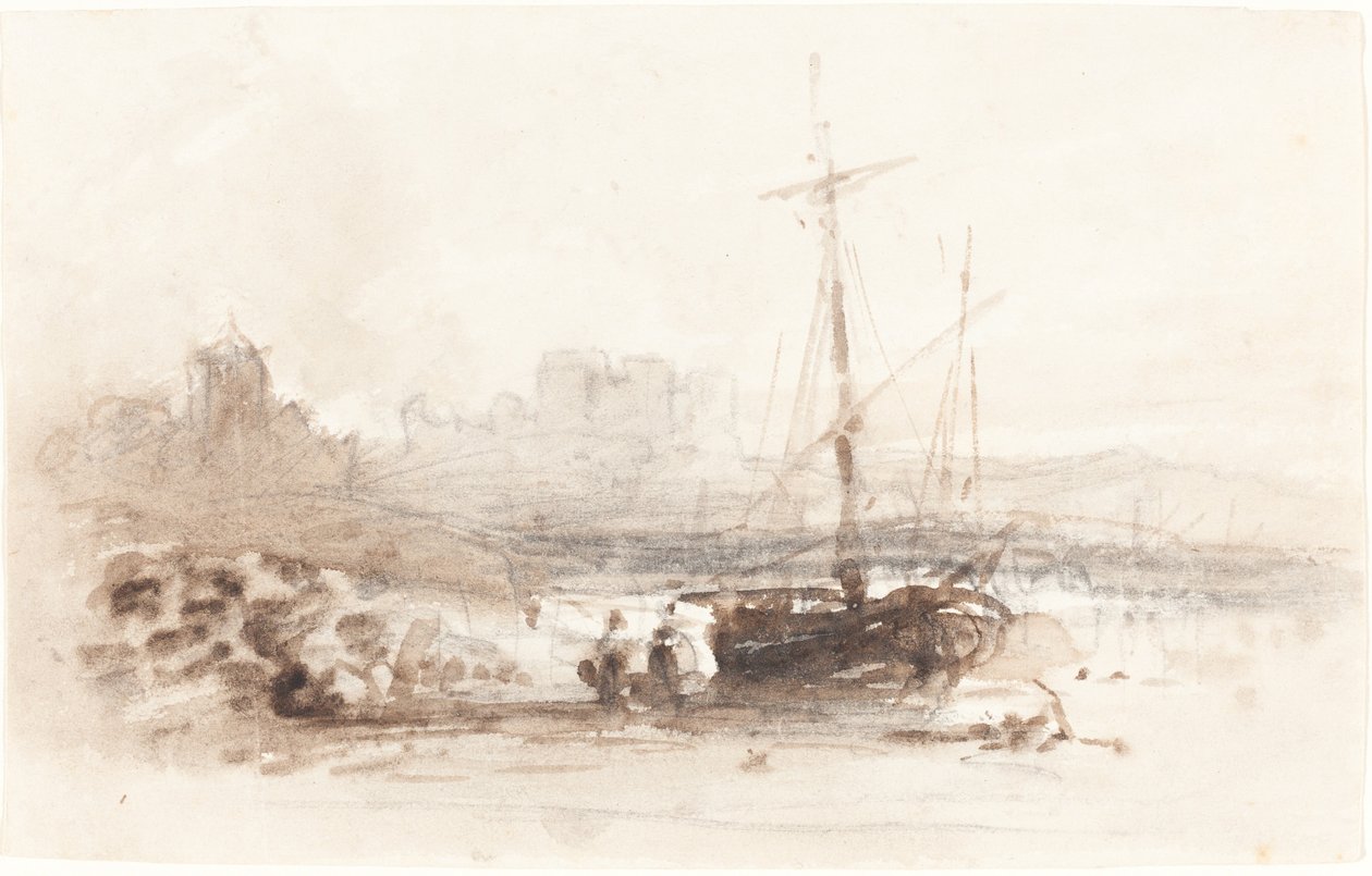 Segelbåt på en strand av John Varley