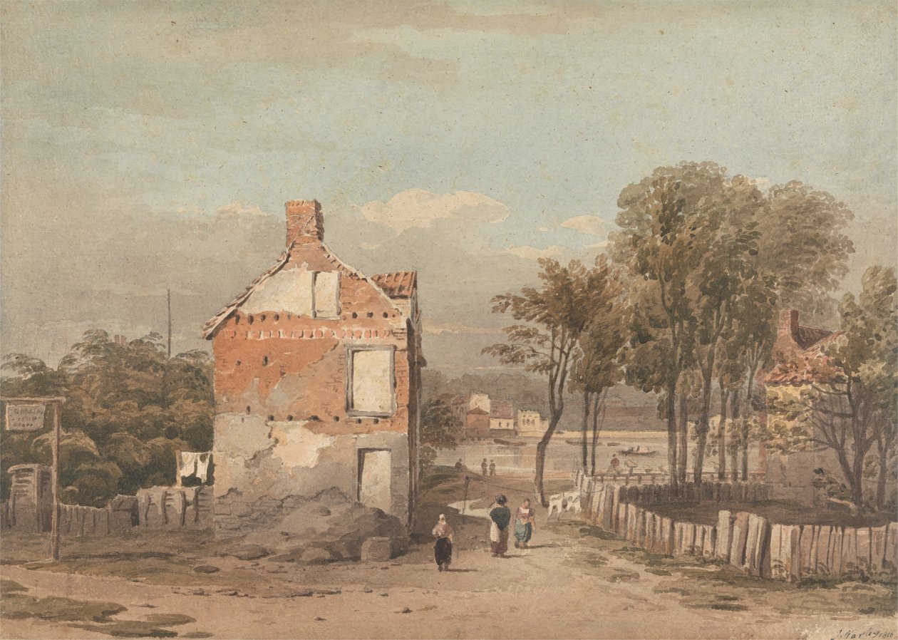 Themsen nära Penitentiary, Millbank, London av John Varley