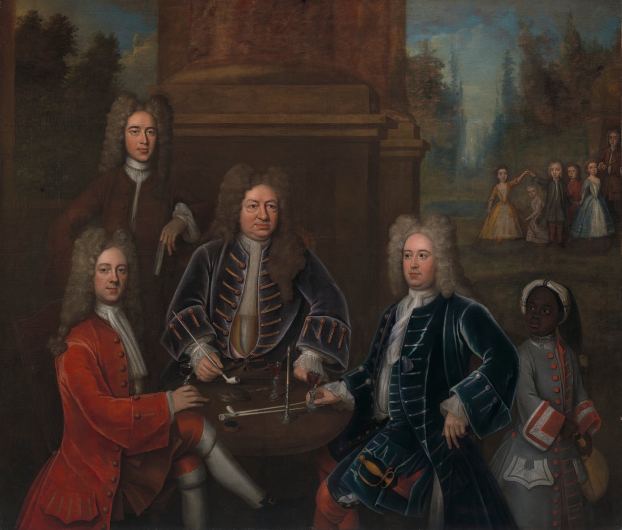 Elihu Yale med medlemmar av sin familj och ett förslavat barn av John Verelst
