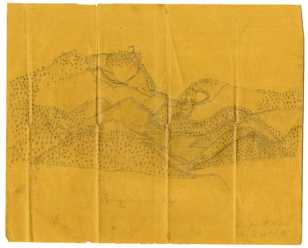 Blyertsillustration av Cumberland Gap, c.1862-1865 av John W. Hopte