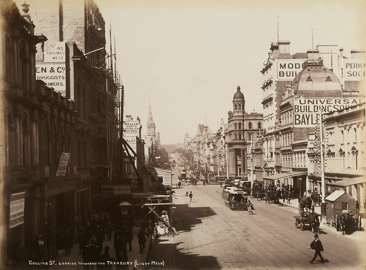 Collins Street, Melbourne, ca 1880 av John W. Lindt