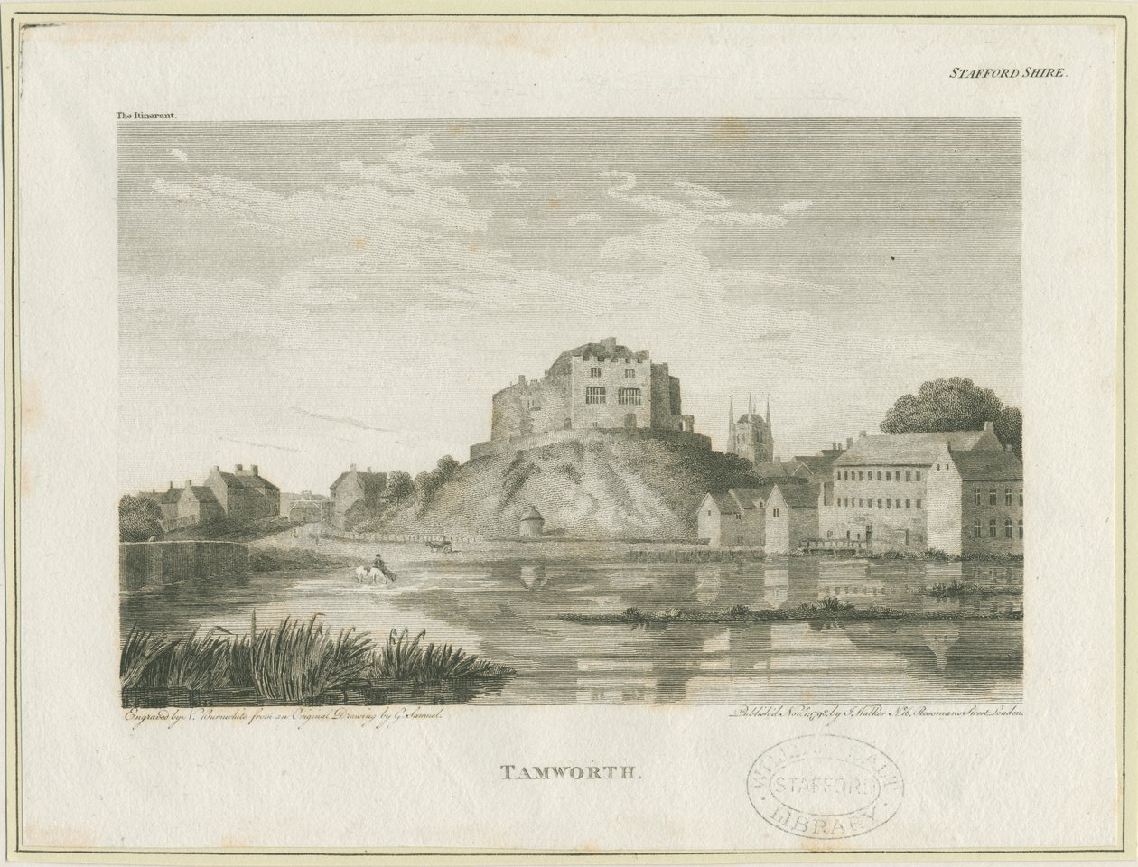 Tamworth Castle: gravyr, nd [c 1798] av John Walker