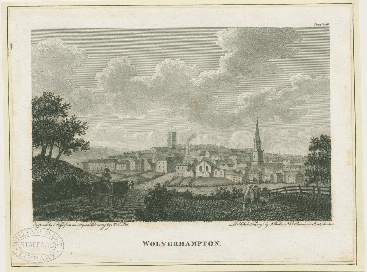 Wolverhampton - South West View: gravyr, nd [c 1796] av John Walker