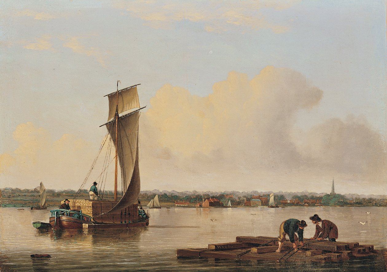 A Keel on the Humber, sent 1820-tal (olja på pannå) av John Ward