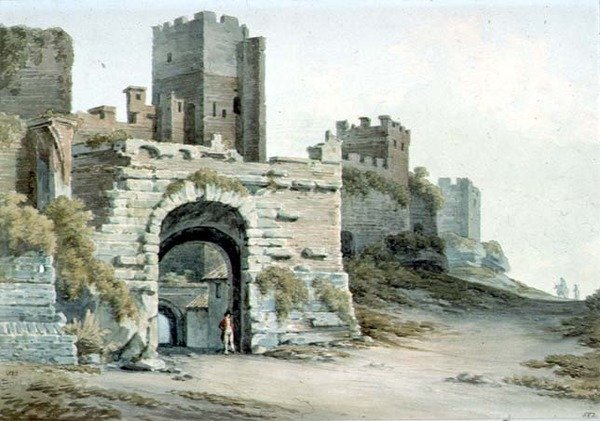 Porta Tiburtina (nu Porta di San Lorenzo), Rom, sett inuti av John Warwick Smith