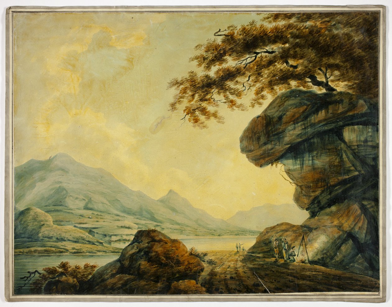 Matlagning för resenärer på Roadside by Lake av John Warwick Smith