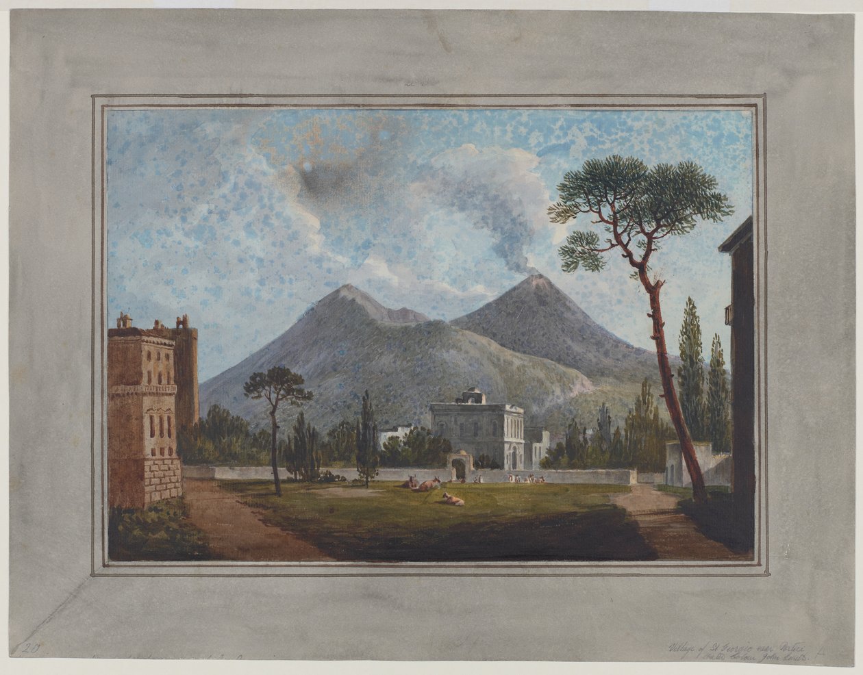 Village Of St Giorgio Near Portici, ca 1781 (akvarell, gouache, penna och gummi arabiska på papper) av John Warwick Smith