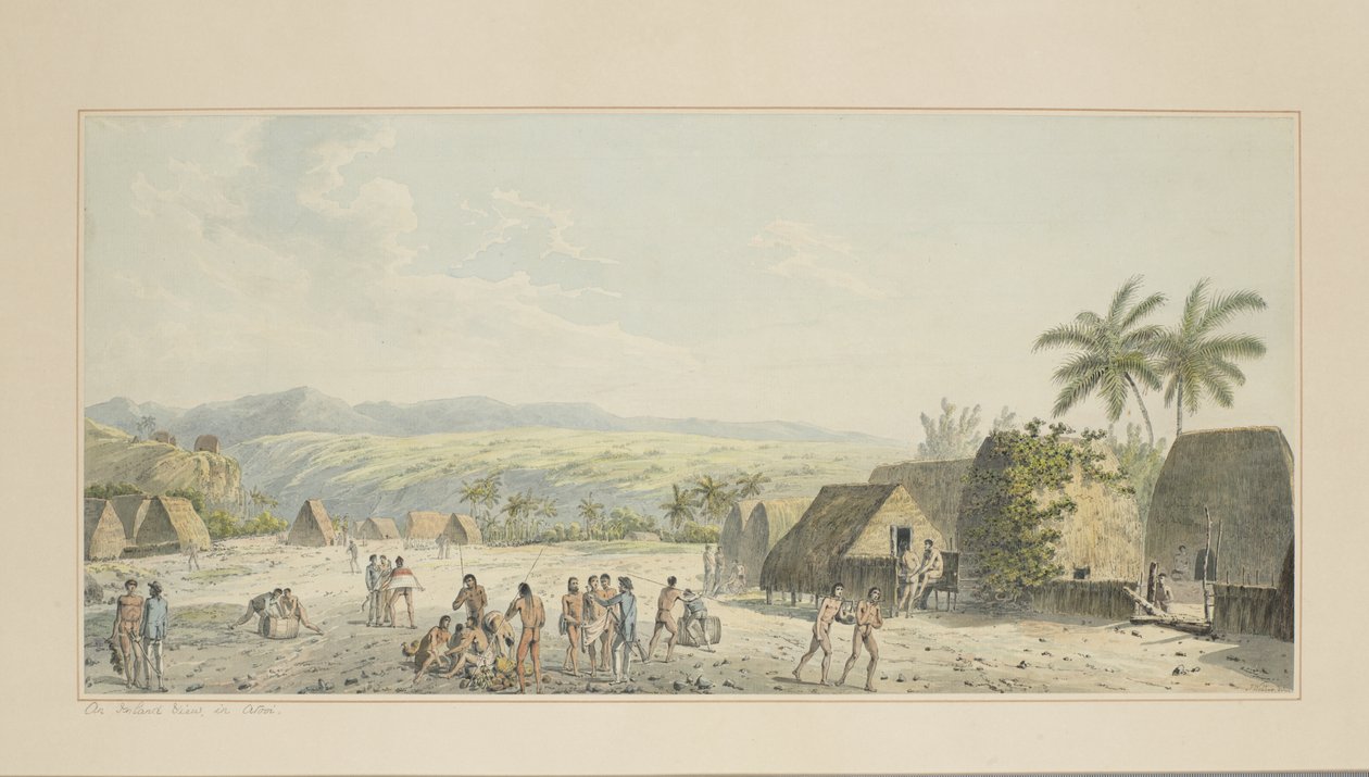 19: An Inland View, on Atooi, från en serie akvareller som illustrerar Captain Cooks sista resa, ca 1773-84 av John Webber