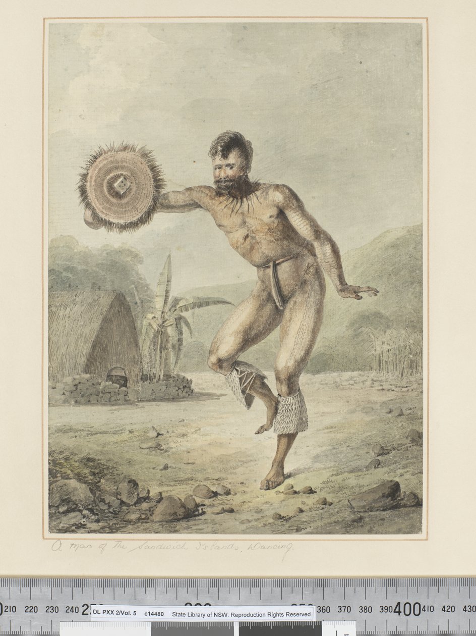 F.36 En man från Sandwichöarna, dans, ca 1773-84 (akvarell) av John Webber