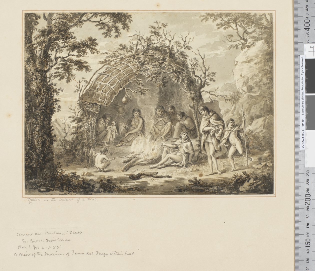 F.43 Natives in the Interior of a Hut, c.1783-84 (akvarell) av John Webber