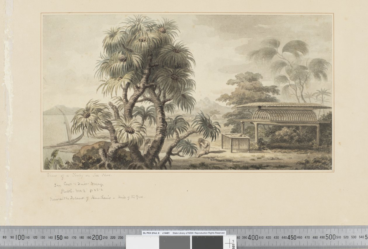 F.46 View of a Tomb on Sea Shore, ca 1783-84 (akvarell) av John Webber