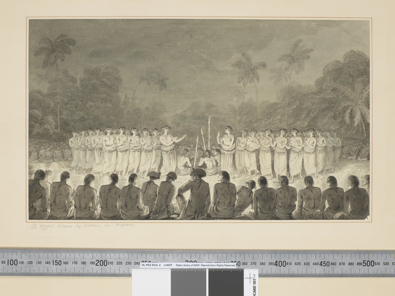 F.6 A Night Dance by Women in Hapaee, ca 1773-84 (akvarell) av John Webber
