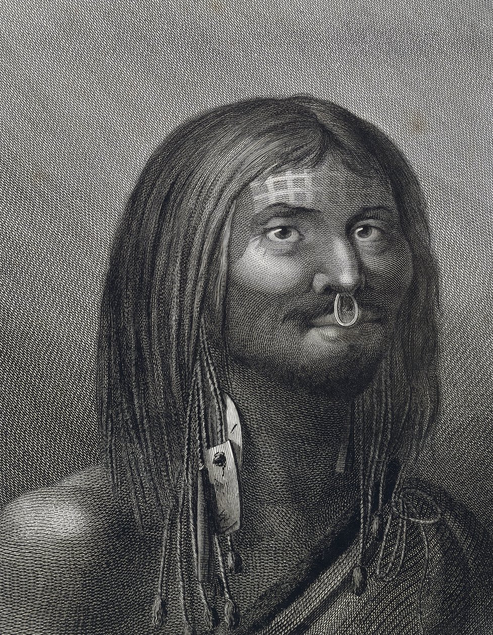 Polynesisk man från Nootka Sound, illustration av John Webber (1752-1793) gjord under James Cooks (1728-1779) tredje resa (1776-1779), av John Webber