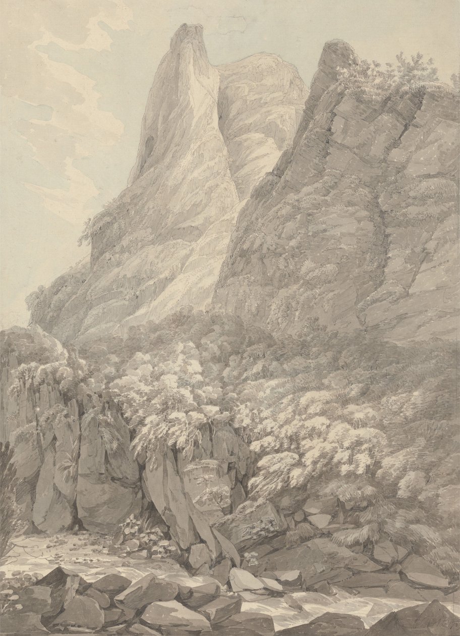 Thurshouse Tor från floden Manifold, Derbyshire av John Webber