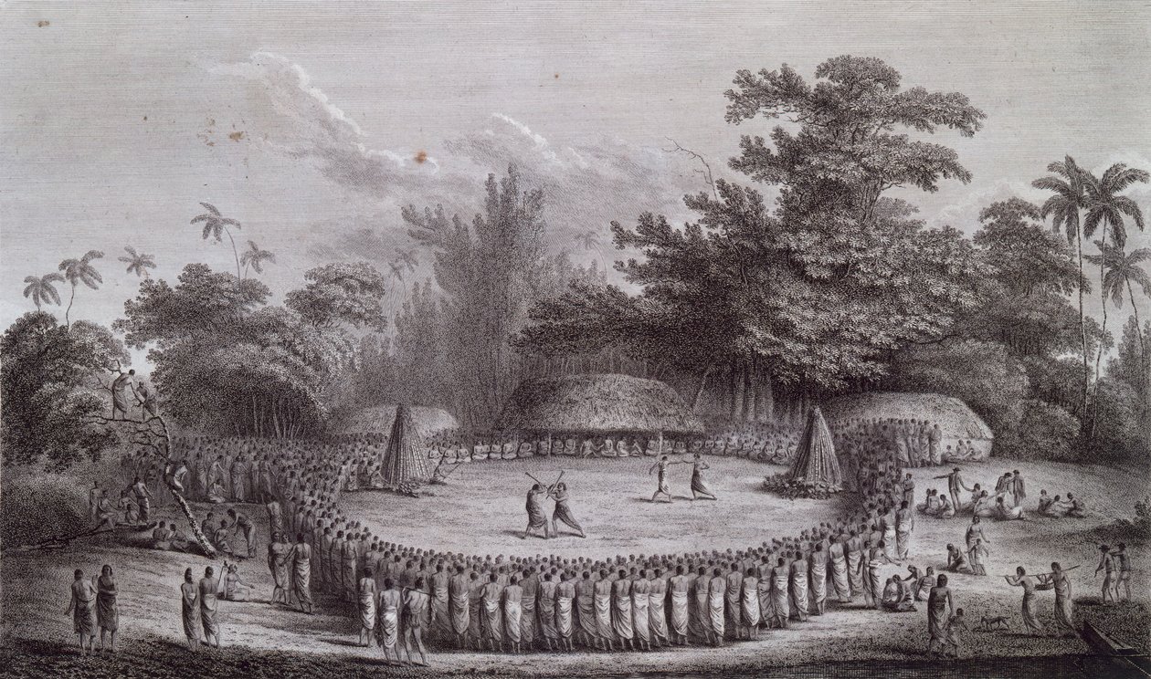 Tongaöarna: Välkomstceremoni för kapten James Cook av John Webber