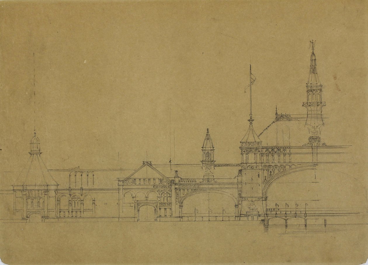 Världsutställningens byggnader, Chicago, Illinois, höjdskiss av John Wellborn Root