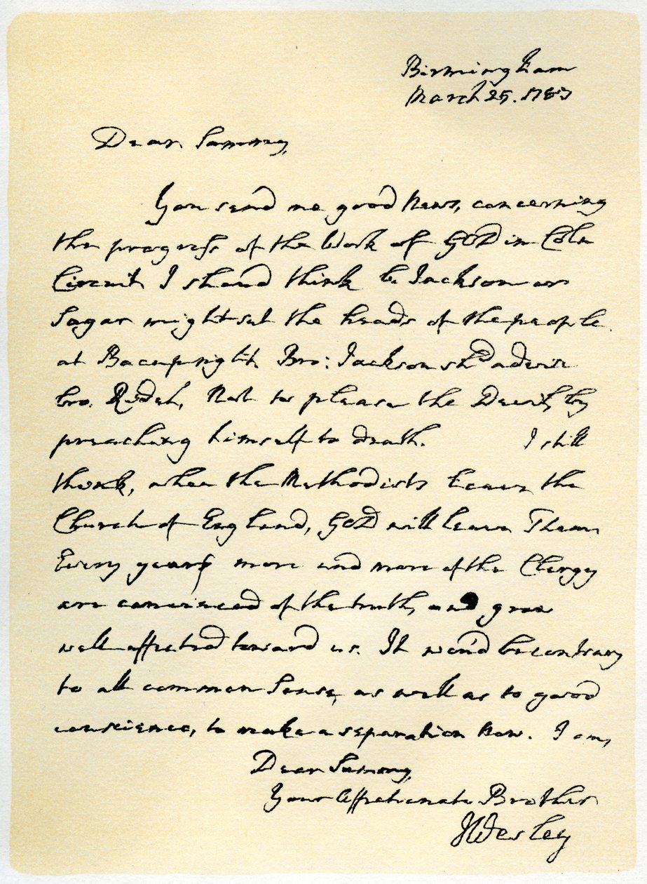 Brev från John Wesley till Samuel Bradburn, 25 mars 1783. av John Wesley