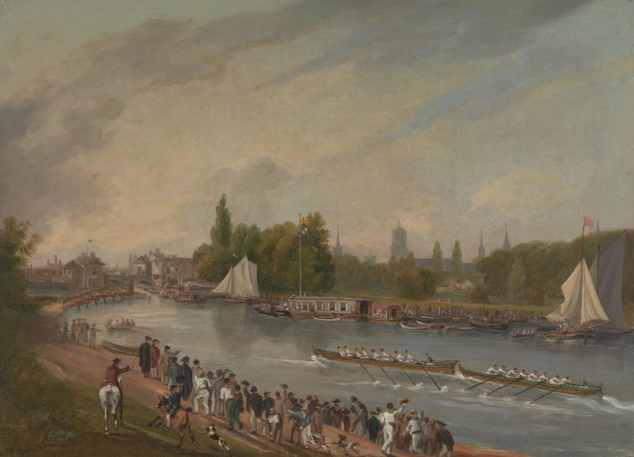 En båttävling på floden Isis, Oxford, 1822. av John Whessell