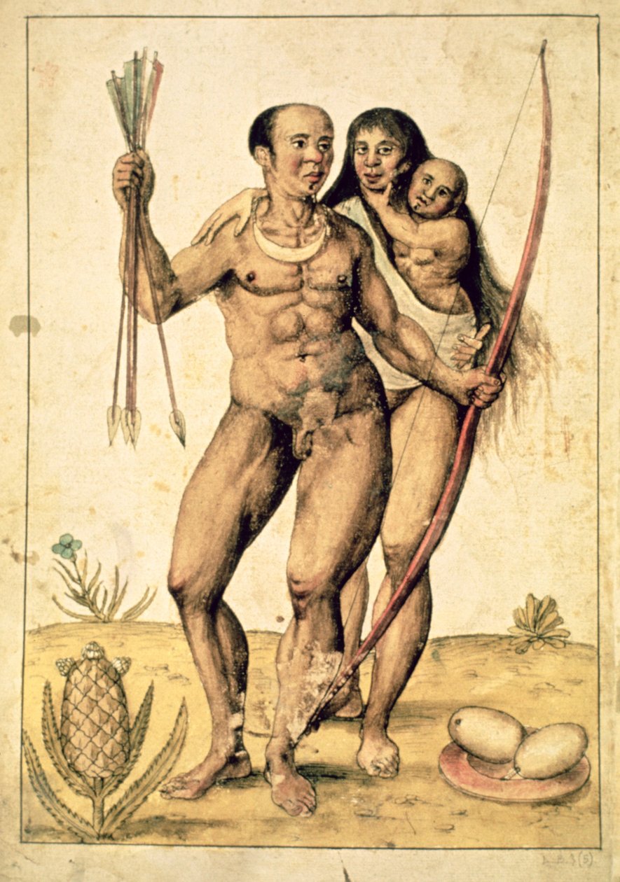 A Native American Family, ca 1585-87 (akvarell på papper) av John White