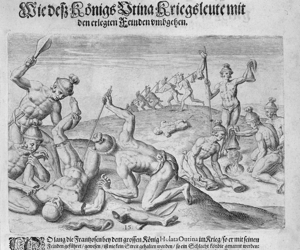 Kannibalism, graverad av Theodor de Bry (1528-98) av John White