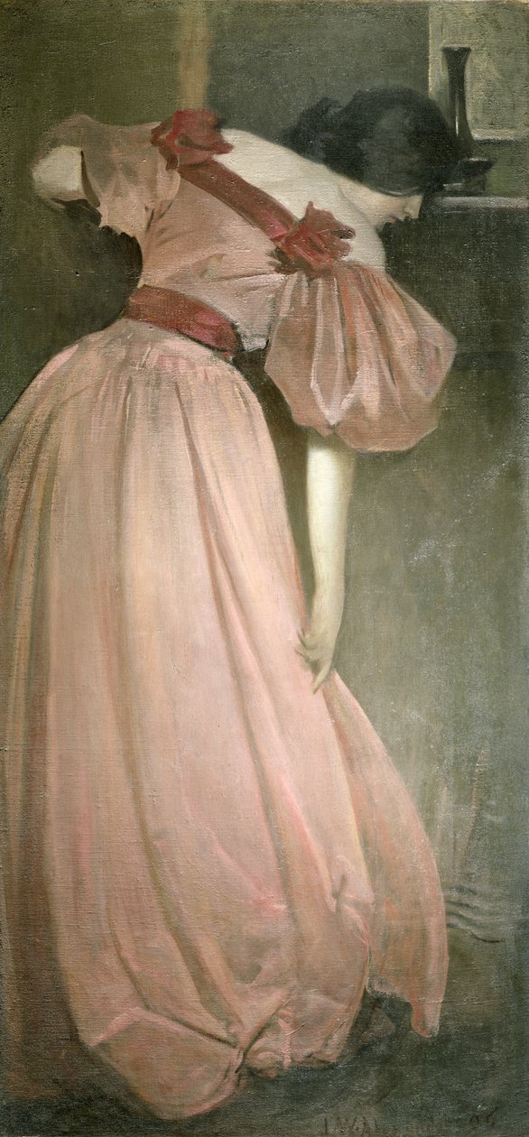 Porträttstudie i rosa (Den rosa klänningen), 1896 av John White Alexander