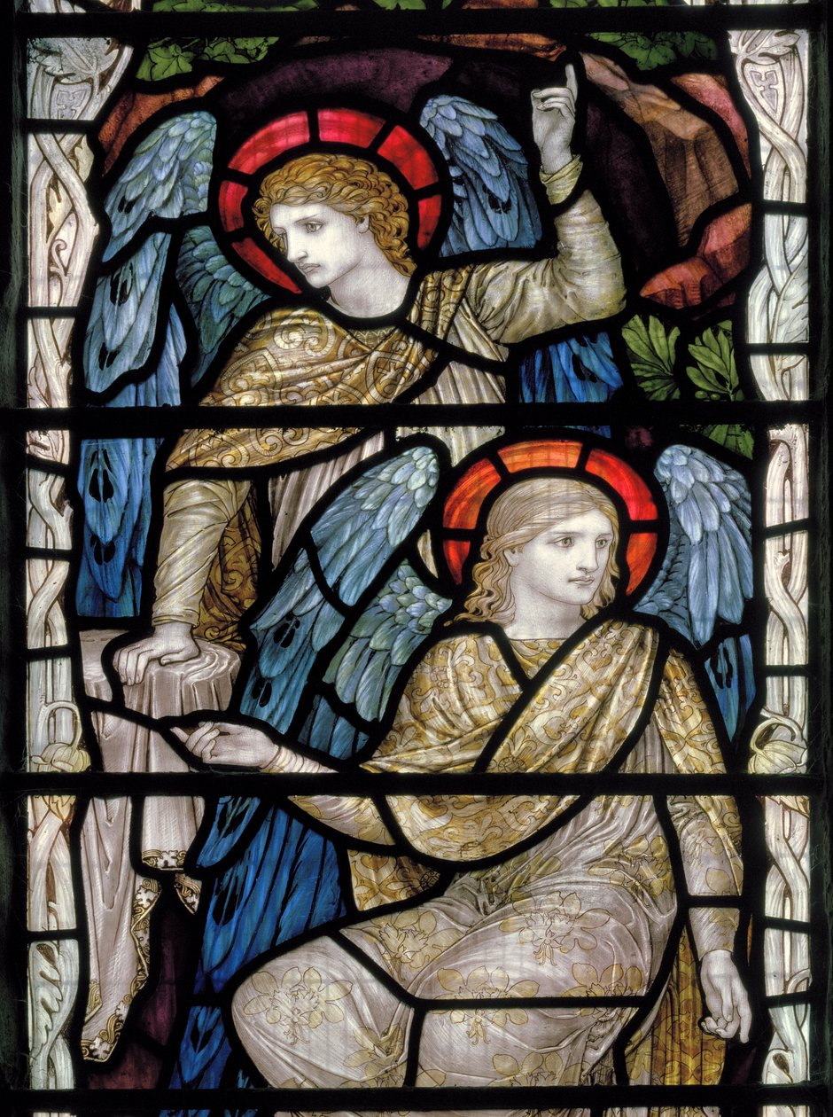 He Is Risen detalj, 1903 (målat glas) av John William Brown