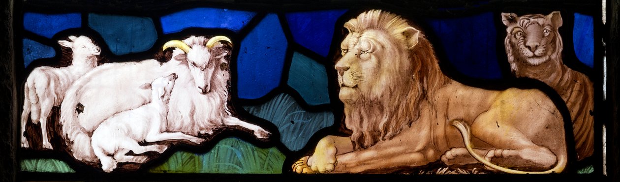 Lambs & Lions, Te Deum, East Window, ca 1888 (målat glas) av John William Brown