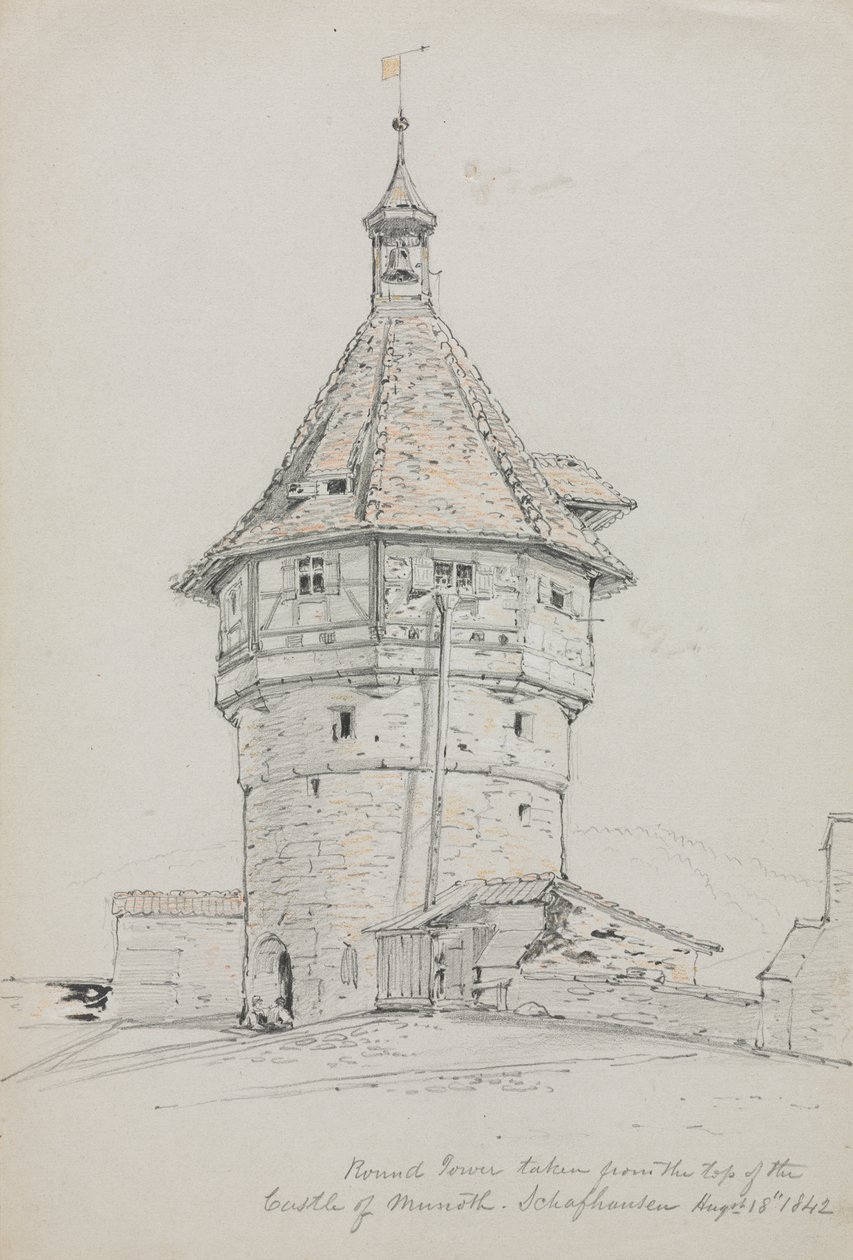 Runda tornet, slottet Munot, Schaffhausen, Schweiz av John William Casilear