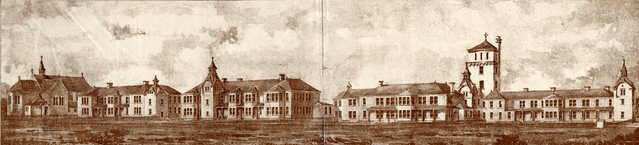 Lunatic Asylum i Newcastle upon Tyne, Coxlodge, ca 1829 (photolitho) av John William Dyson