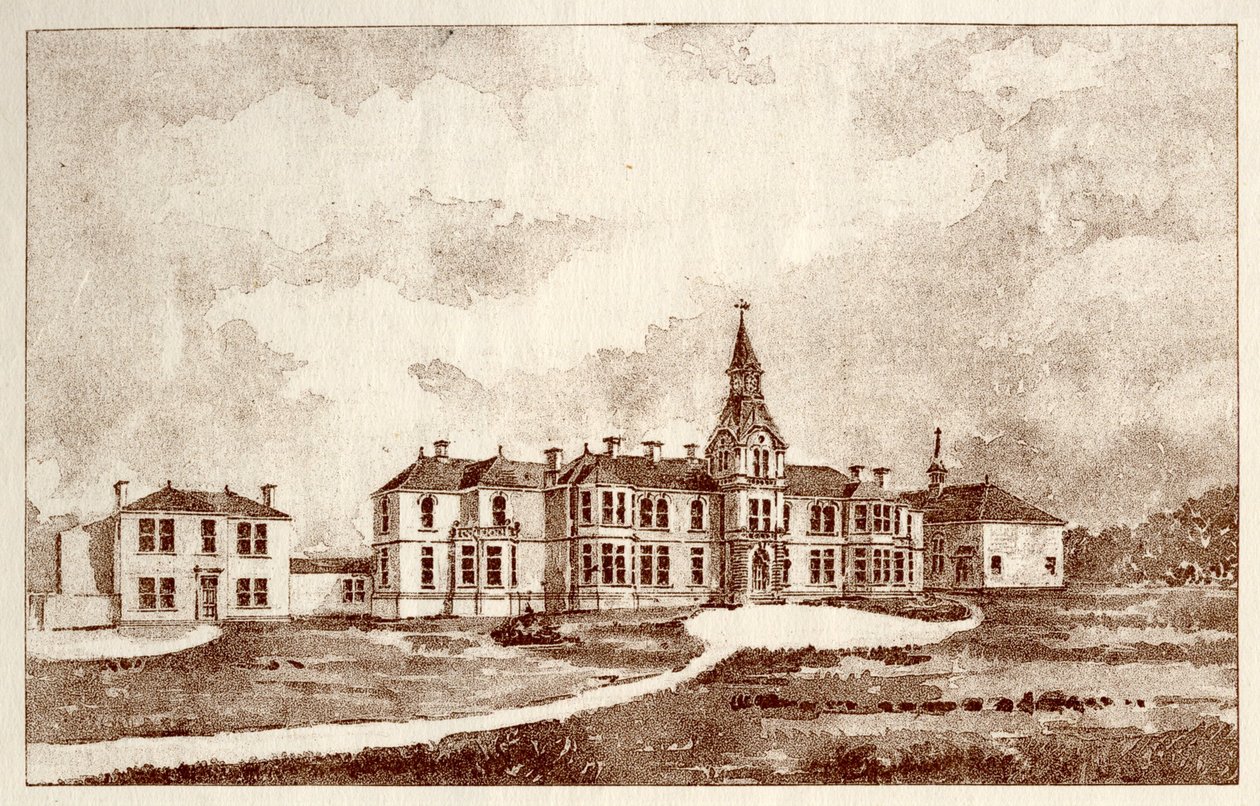 Lunatic Asylum i Newcastle upon Tyne, Coxlodge, ca 1829 (photolitho) av John William Dyson